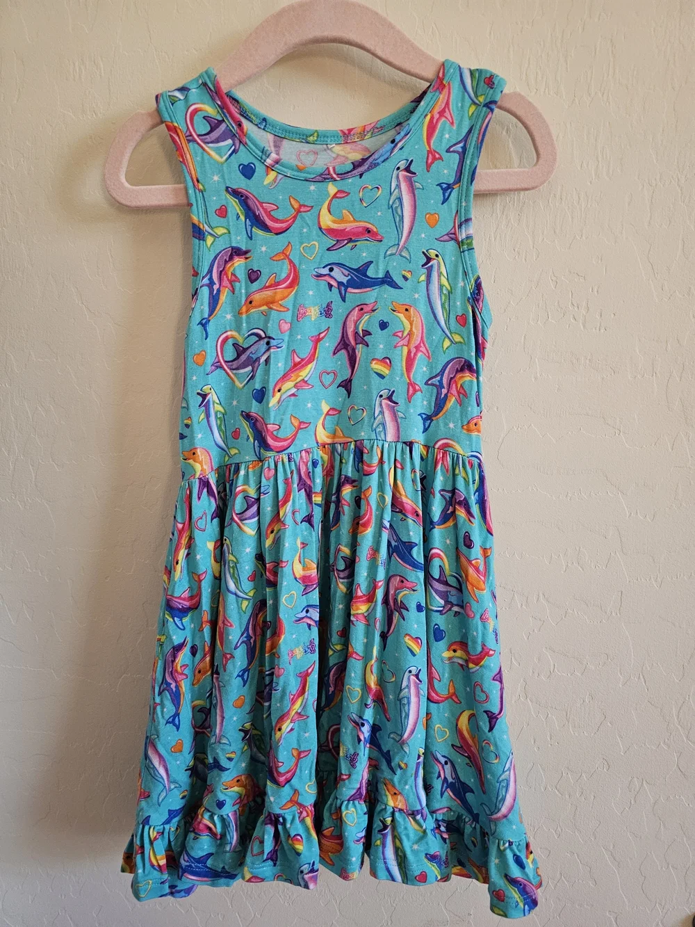 Posh Peanut Lisa Frank Dancing Dolphins Racerback Ruffled Twirl Dress 3T-4T